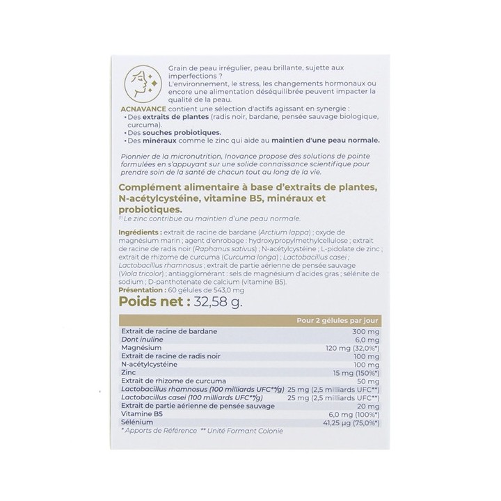 Inovance - Acnavance - x60 gélules - Ysonut -  IllicoPharma