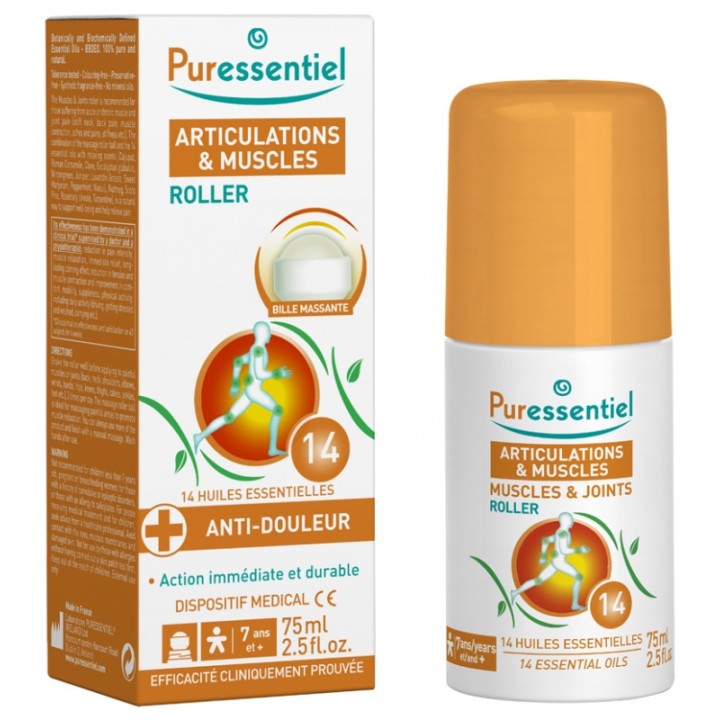 Articulations & Muscles Roller aux 14 huiles essentielles 75ml Puressentiel - IllicoPharma