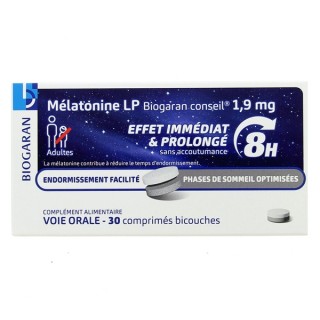 Melatonine LP 1,9mg x30cpr bi-couches - Biogaran Conseil - IllicoPharma