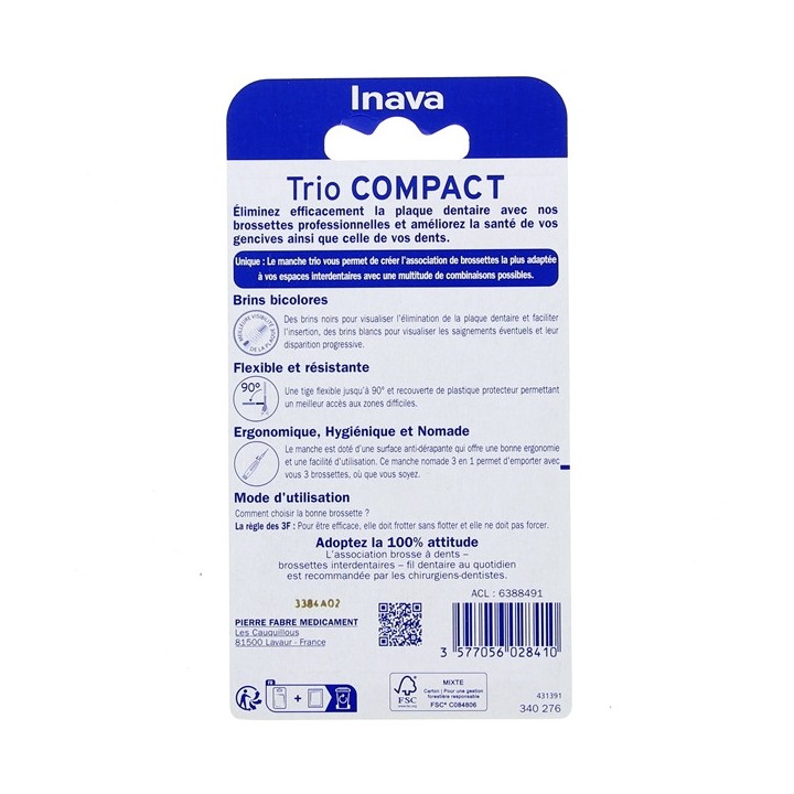 Trio Compact 1/2/3 Brossettes Interdentaires Inava - IllicoPharma