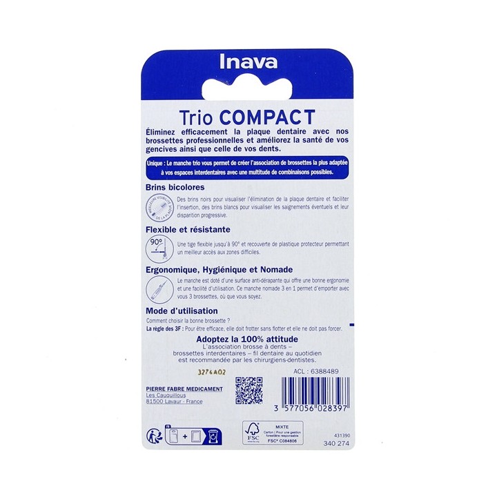 Trio Compact 0/1/2 Brossettes Interdentaires Inava - IllicoPharma