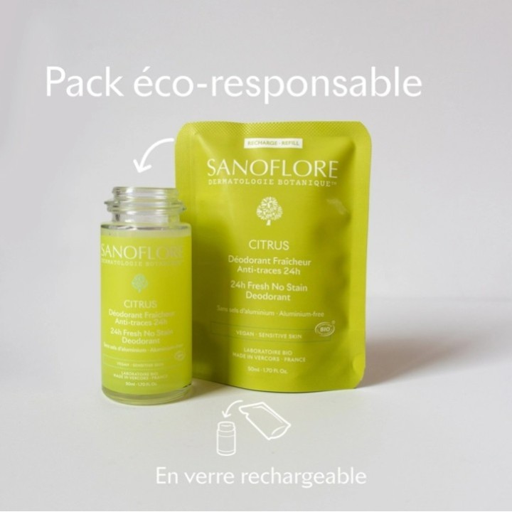 Déodorant Fraîcheur Citrus 24h Bio Roll-On 50ml - Sanoflore - IllicoPharma