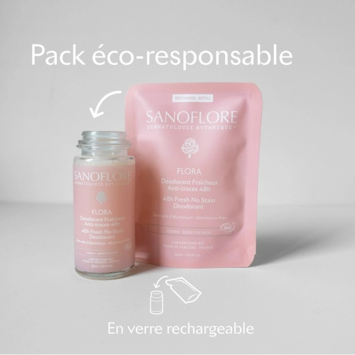 Déodorant Fraîcheur Flora 48h Bio Roll-On 2x50ml - Sanoflore - IllicoPharma