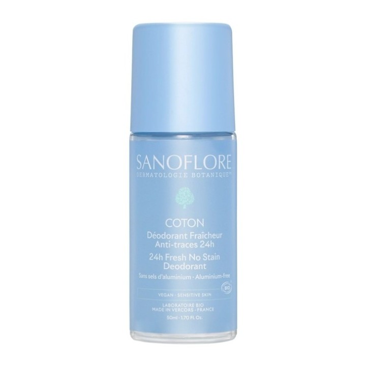 Déodorant Fraîcheur Coton 24h Bio Roll-On 50ml - Sanoflore - IllicoPharma