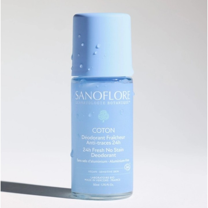 Déodorant Fraîcheur Coton 24h Bio Roll-On 2x50ml - Sanoflore - IllicoPharma