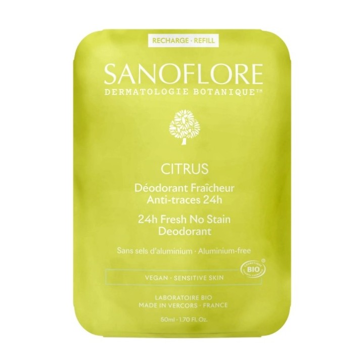 Recharge Déodorant Fraîcheur Citrus 24h Bio 50ml - Sanoflore - IllicoPharma