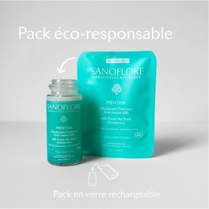 Recharge Déodorant Fraîcheur Mentha 48h Bio 50ml - Sanoflore - IllicoPharma