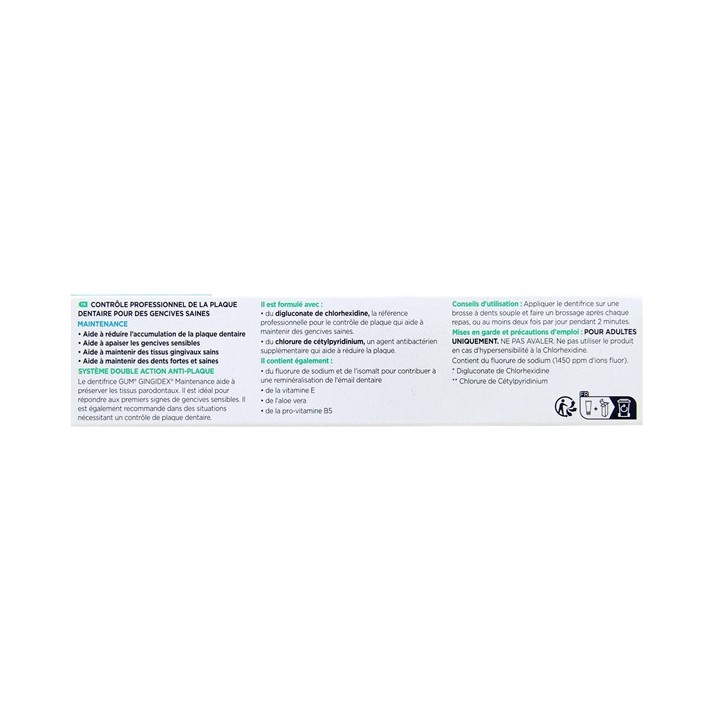 Dentifrice Gingidex 0,06% 75ml - Gum - IllicoPharma