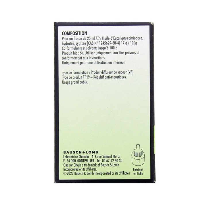 Recharge Diffuseur Citriodora Anti-Moustiques - Cinq sur Cinq - Illicopharma
