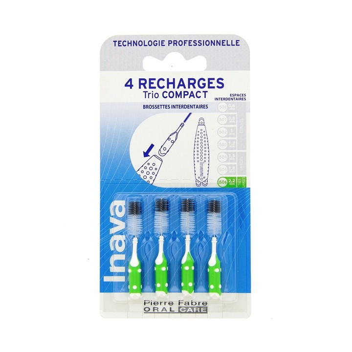Trio Compact Recharges Brossettes Interdentaires Vert x4 - Inava - IllicoPharma