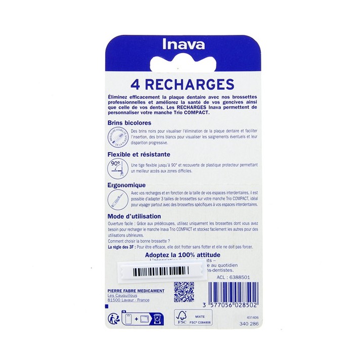 Trio Compact Recharges Brossettes Interdentaires Vert x4 - Inava - IllicoPharma