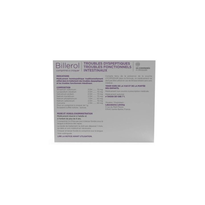 Billerol x45 comprimés Lehning - En vente chez Illicopharma