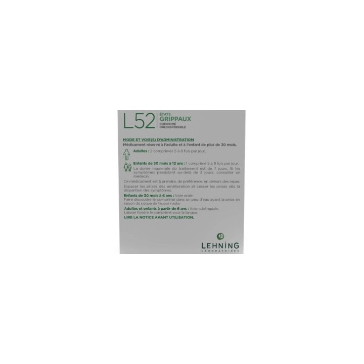 L52 Etat Grippaux x100cpr orodispersible Lehning