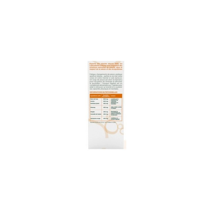 Tonique végétal - flacon 250ml - Lehning - Stimulant général & Fatigue Passagère