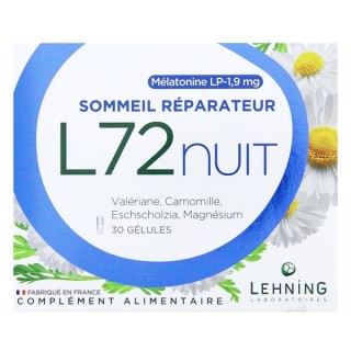 L72Nuit Sommeil Réparateur x30 gélules - Lehning - Troubles du sommeil - IllicoPharma