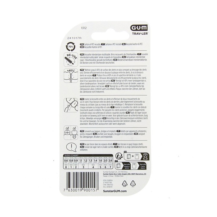 Brossettes interdentaires Trav-Ler 0,6mm x6 Gum - IllicoPharma