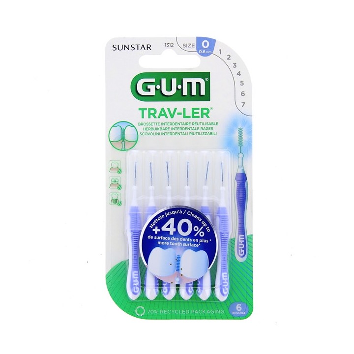 Brossettes interdentaires Trav-Ler 0,6mm x6 Gum - IllicoPharma