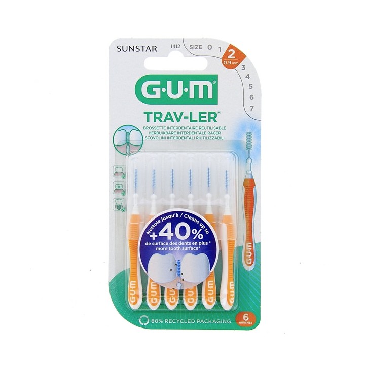 Brossettes interdentaires Trav-Ler 0,9mm x6 Gum - IllicoPharma