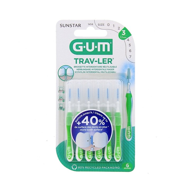 Brossettes interdentaires Trav-Ler 1,1mm x6 Gum - IllicoPharma