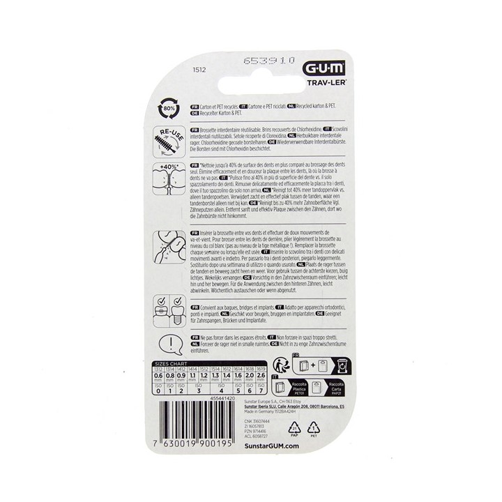 Brossettes interdentaires Trav-Ler 1,2mm x6 Gum - IllicoPharma