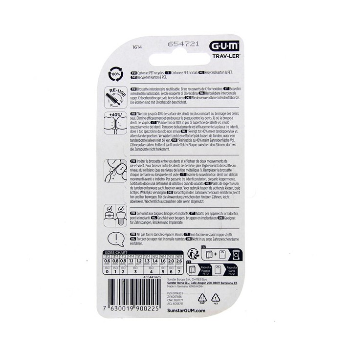Brossettes interdentaires Trav-Ler 1,6mm x6 Gum - IllicoPharma