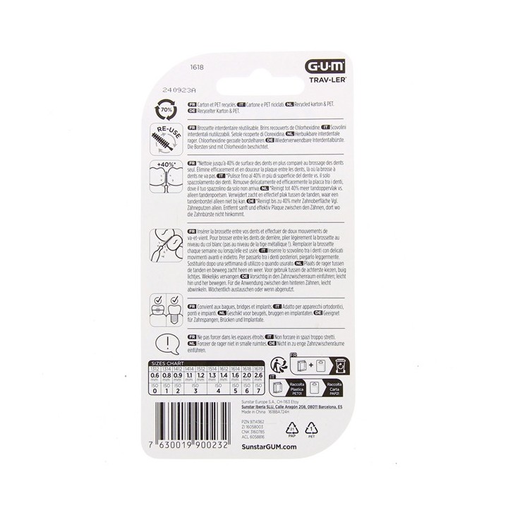 Brossettes interdentaires Trav-Ler 2,0mm x6 Gum - IllicoPharma