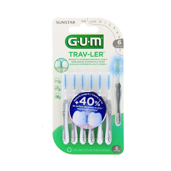 Brossettes interdentaires Trav-Ler 2,0mm x6 Gum - IllicoPharma