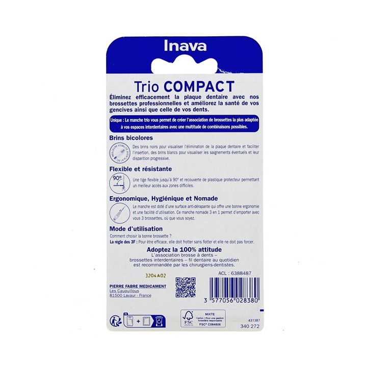 Trio Compact 0/0/0 Brossettes Interdentaires Inava - IllicoPharma