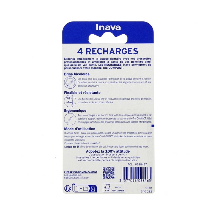 Trio Compact Recharges Brossettes Interdentaires Jaune x4 Inava - IllicoPharma