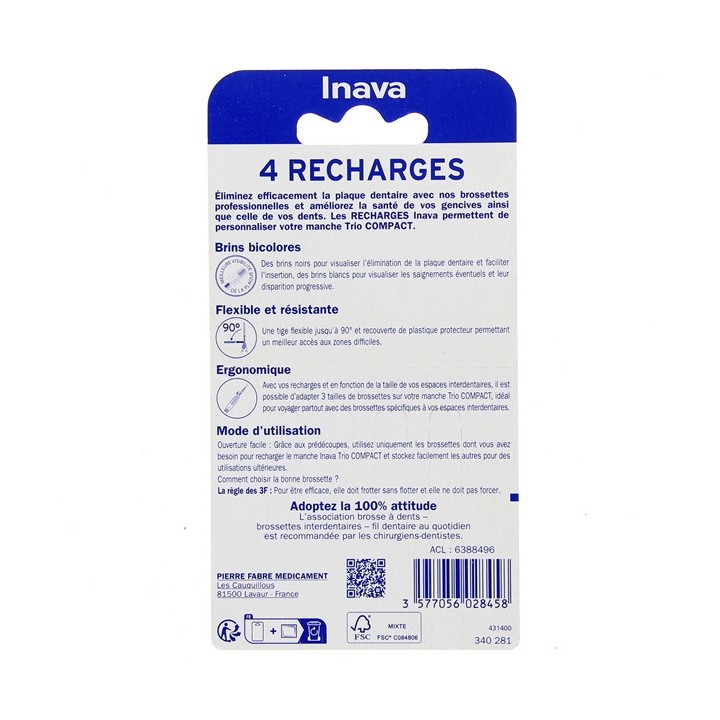 Trio Compact Recharges Brossettes Interdentaires Bleu x4 Inava - IllicoPharma