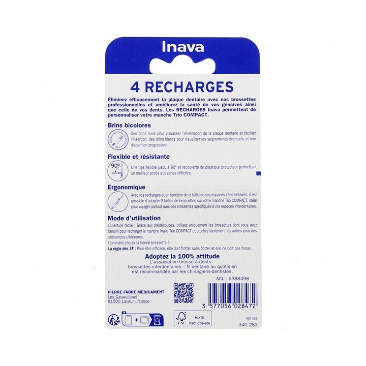 Trio Compact Recharges Brossettes Interdentaires Orange x4 Inava - IllicoPharma