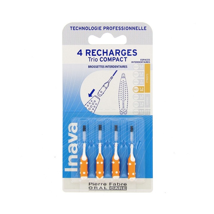 Trio Compact Recharges Brossettes Interdentaires Orange x4 Inava - IllicoPharma
