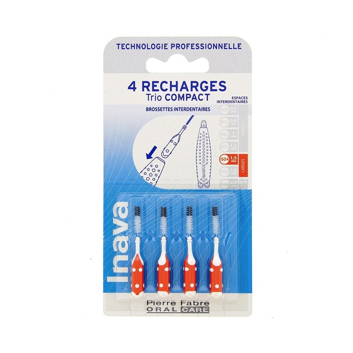Trio Compact Recharges Brossettes Interdentaires Rouge x4 Inava - IllicoPharma