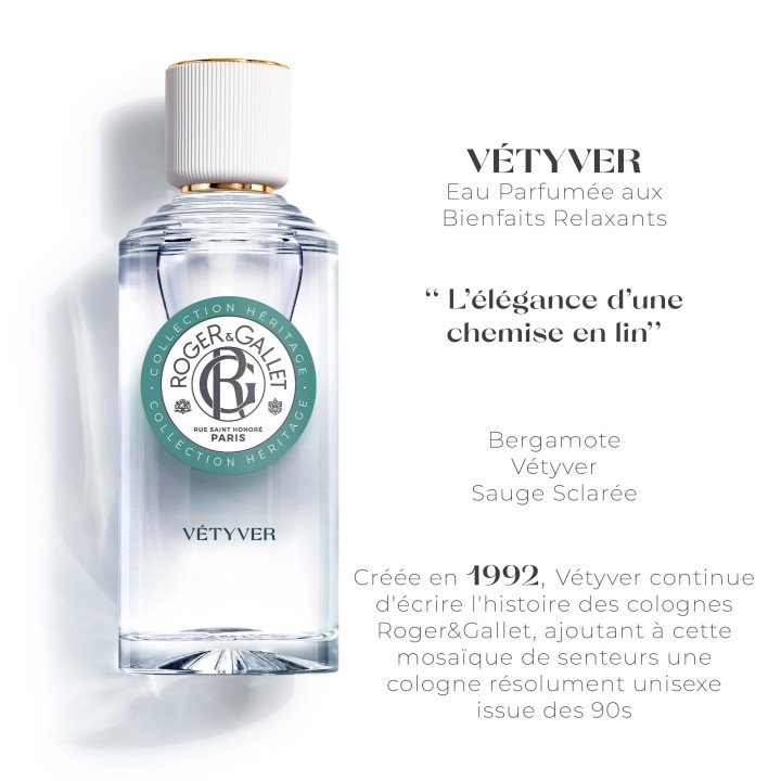 Eau Parfumée Bienfaisante Vetyver 100ml – Roger & Gallet – IllicoPharma