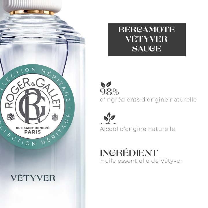Eau Parfumée Bienfaisante Vetyver 100ml – Roger & Gallet – IllicoPharma