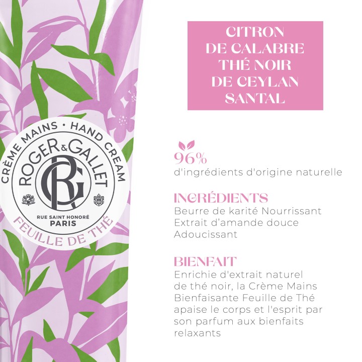 Crème Mains Bienfaisante Feuille de Thé 30ml – Roger & Gallet – IllicoPharma