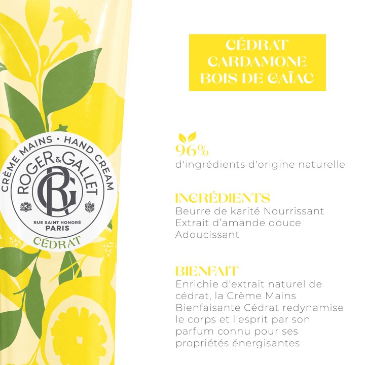 Crème Mains Bienfaisante Cédrat 30ml – Roger & Gallet – IllicoPharma