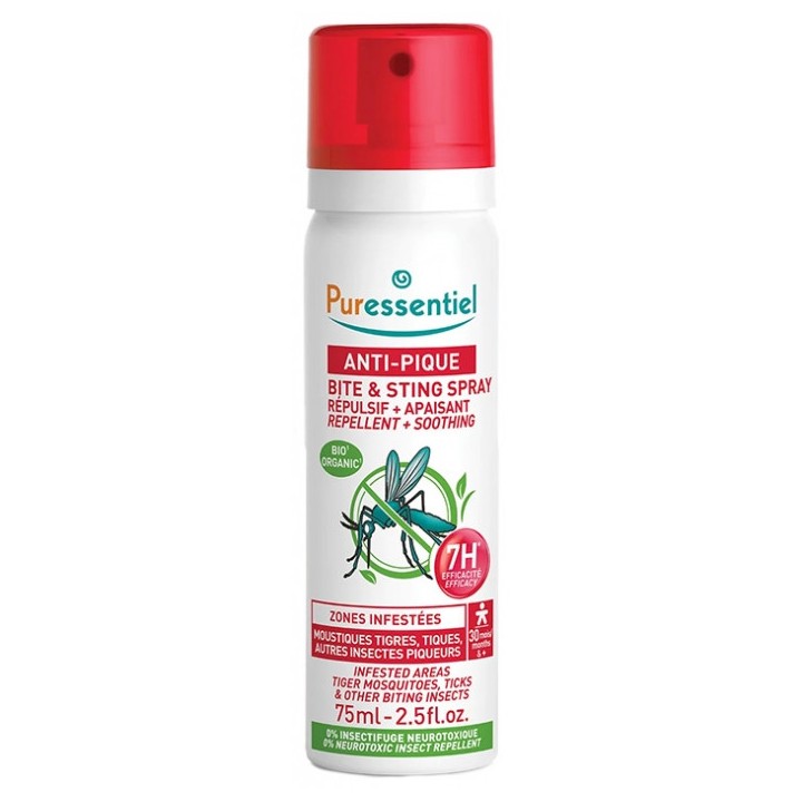 Anti-Pique Spray Répulsif + Apaisant Bio 75ml Puressentiel - IllicoPharma