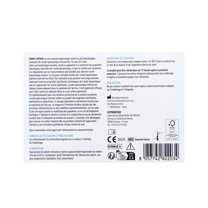 Eumill Repair sécheresse oculaire monodoses 0,5ml