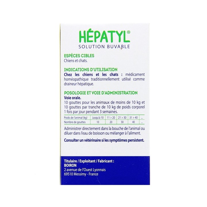 Hépatyl 30ml - Boiron Véto - Produits vétérinaires