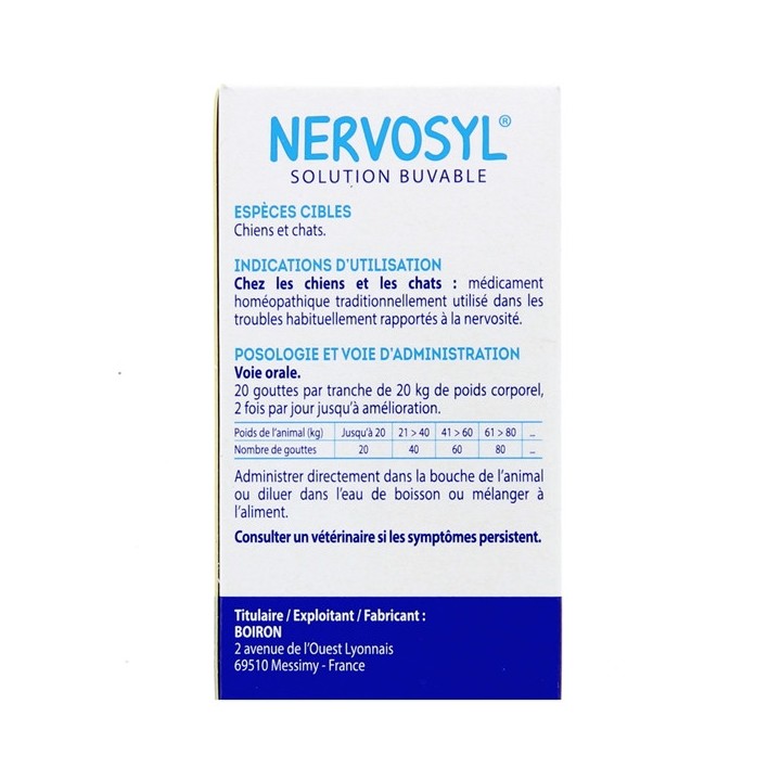 Nervosyl - Boiron Véto - Produits vétérinaires