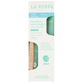 Dentifrice Soin Complet Menthe Bio 2x75ml + Brosse à Dents Offerte - La Rosée - IllicoPharma