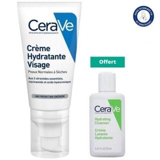 Cerave Crème Hydratante Visage 52ml + Crème Lavante Hydratante 20ml Offerte - IllicoPharma
