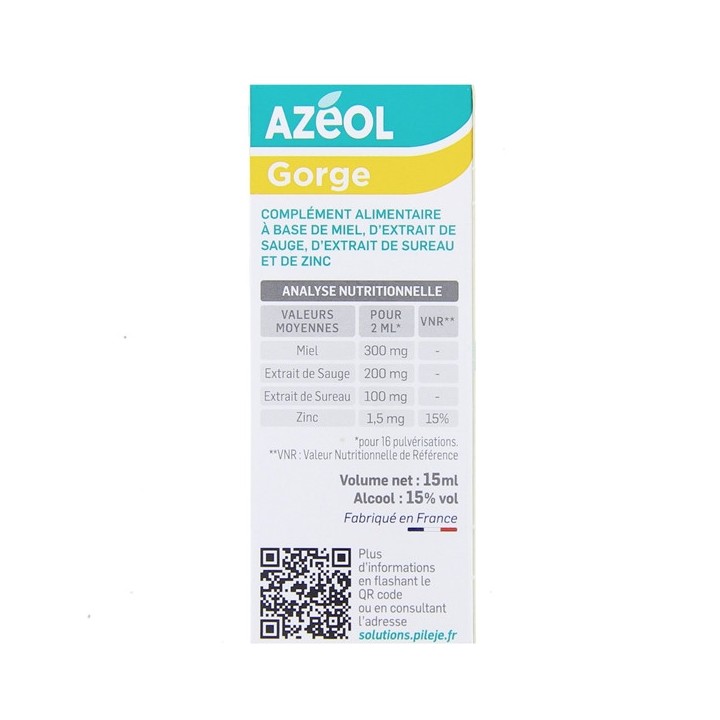 Azéol Spray Gorge - 15ml - Pileje - Phytonutrition