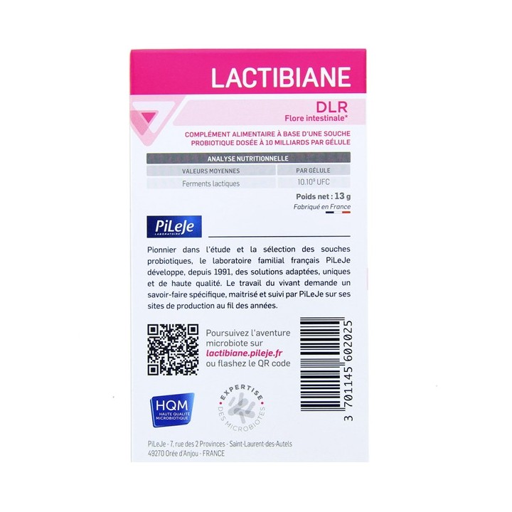 Lactibiane DLR - 30 gélules végétales - Pileje - Micronutrition