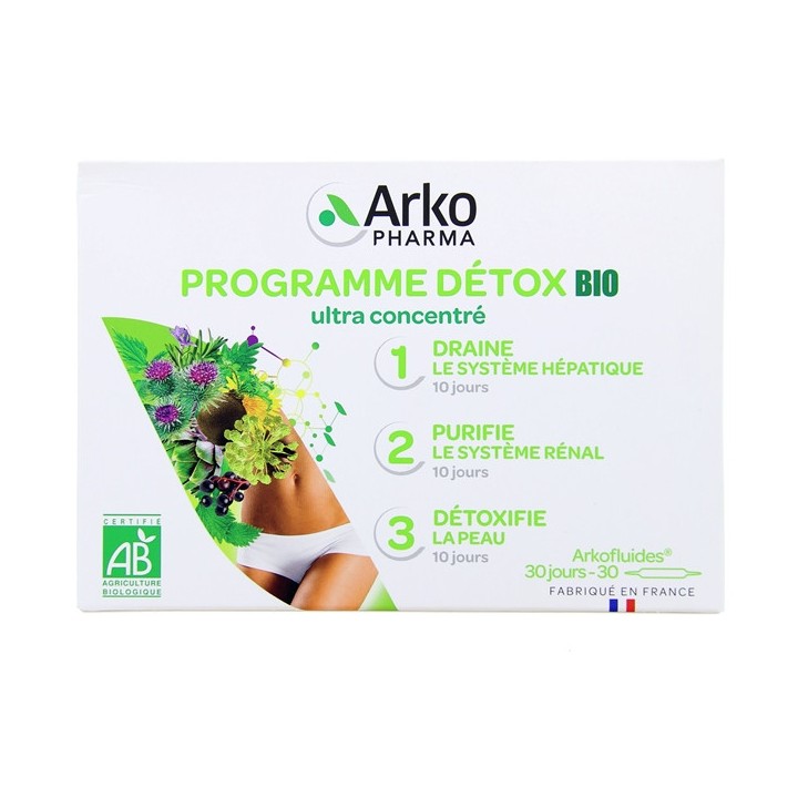Arkofluides Programme Détox Bio - 30 ampoules - Arkopharma - IllicoPharma