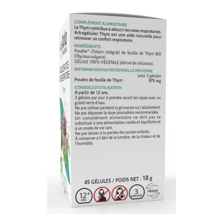 Arkogélules Thym Bio - 45 gélules - Arkopharma - Pharmacie IllicoPharma