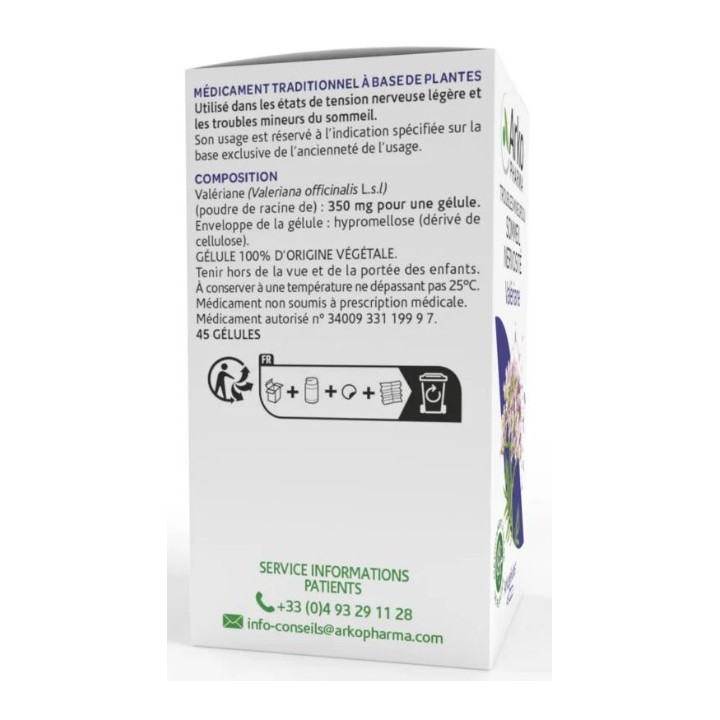 Arkogélules Valériane - 45 gélules - Arkopharma - IllicoPharma