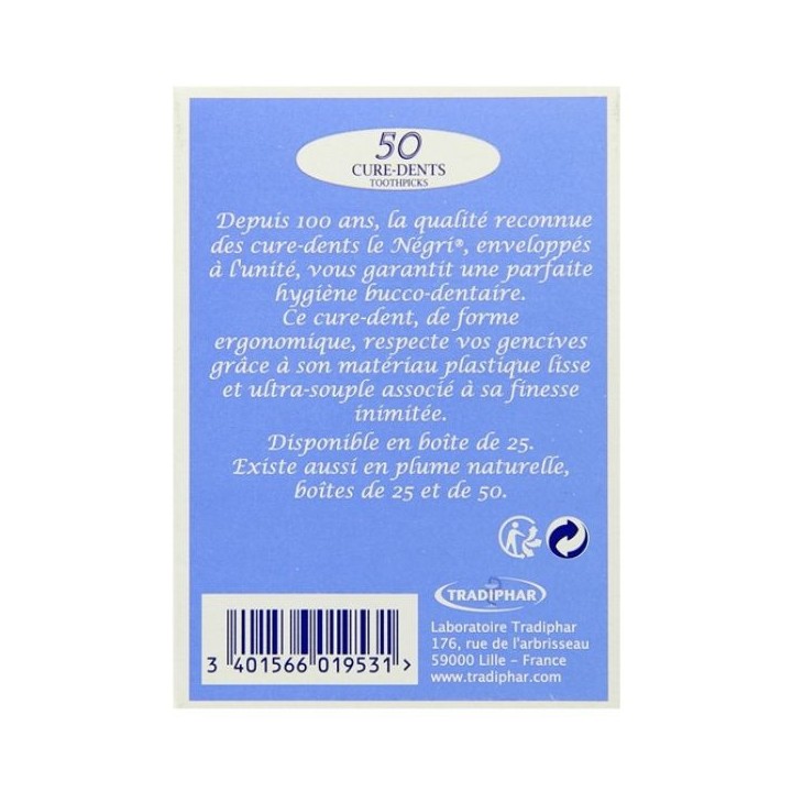Cure-Dents Plastique Fin x50 Le Negri - Hygiène bucco-dentaire - Pharmacie IllicoPharma