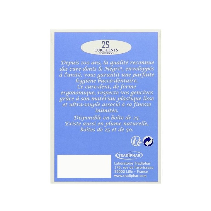 Cure-dents x25 Le Negri - Tradiphar - Hygiène bucco-dentaire - IllicoPharma